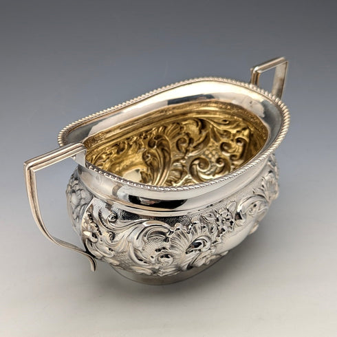 1906年 英国アンティーク 純銀製シュガーポット 208g John Rose